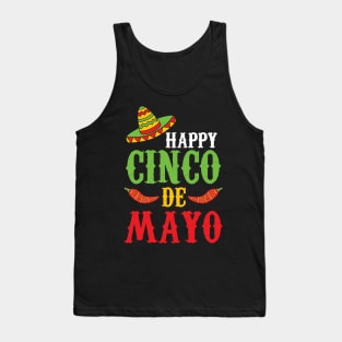 Cute Happy Cinco De Mayo Sombrero Peppers May 5th Tank Top